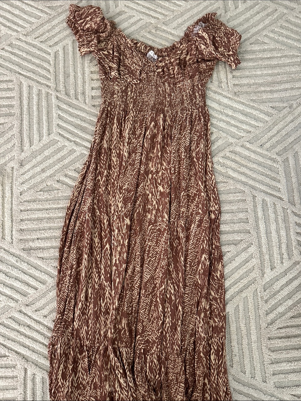 Brown Patterned Women's Maxi Dress - Brand Unspecified